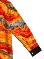 Oceanlyte Men's Abstract Wavy Lava And Rock Pattern Long Sleeve Shirt with Chest Pocket
