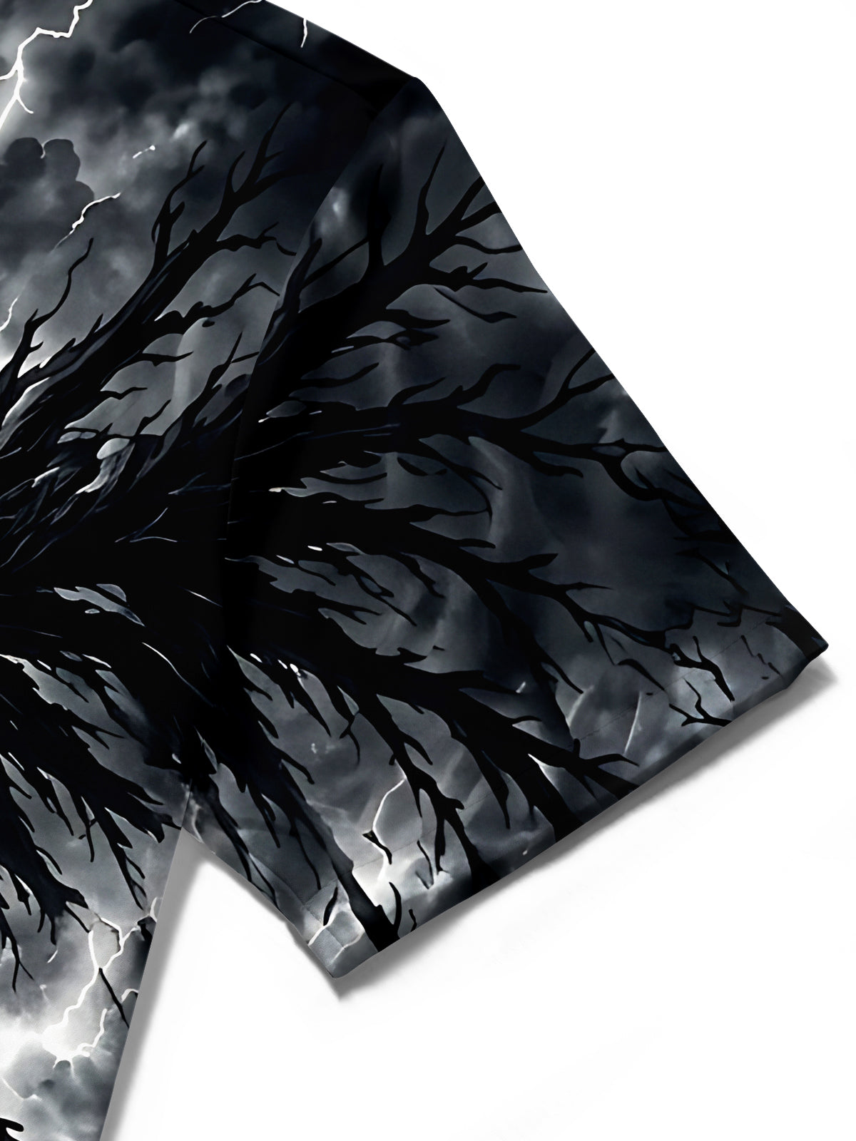 Oceanlyte Men's Halloween Black Crow And Running Fox Print Short Sleeve Shirt with Chest Pocket