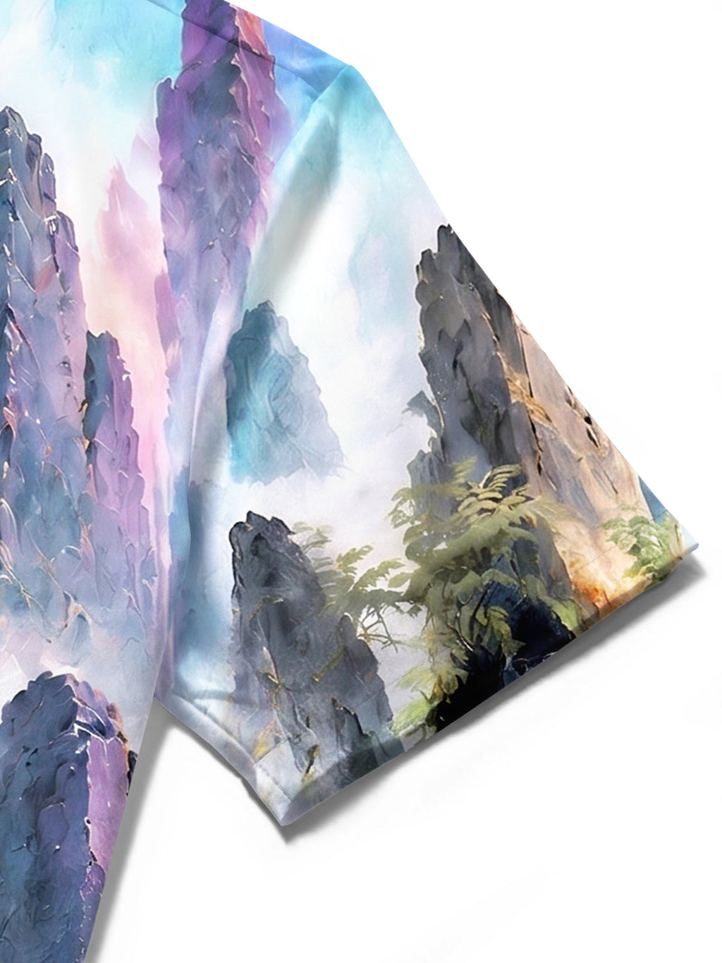 Oceanlyte Men's Mountain Landscape With Pine Trees Print Short Sleeve Shirt with Chest Pocket