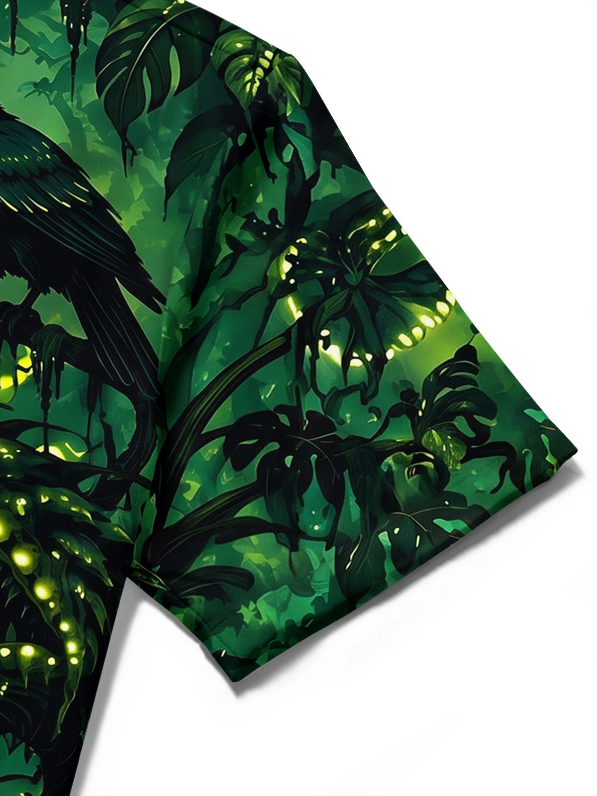 Oceanlyte Men's Glowing Forest Mushrooms And Crows Print Short Sleeve Shirt with Chest Pocket