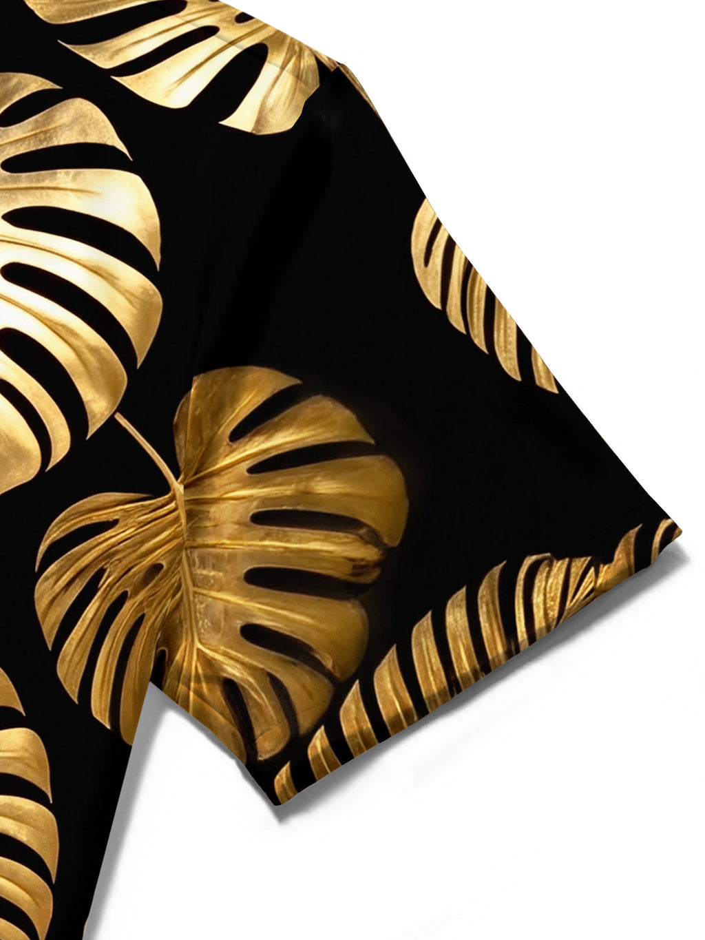 Oceanlyte Men's Gold Palm Leaf And Monstera Leaf Print Short Sleeve Shirt with Chest Pocket