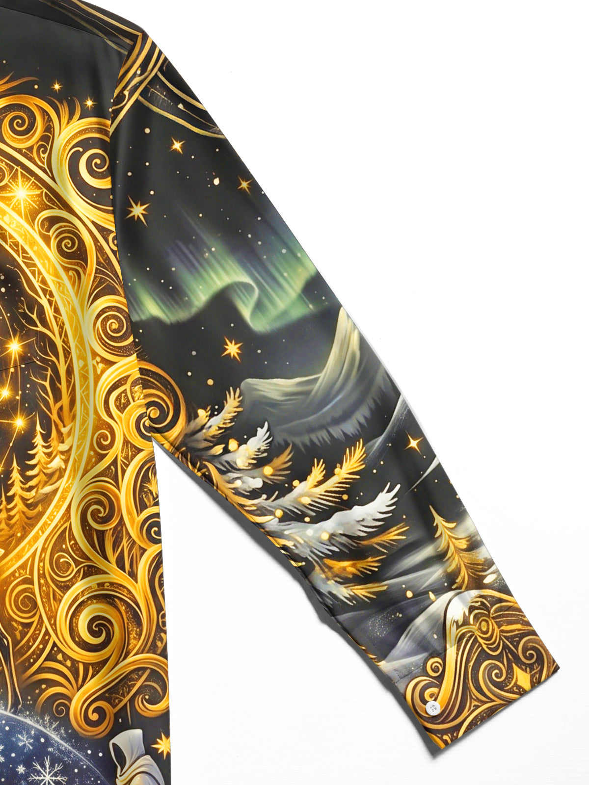 Oceanlyte Men's Graphic Golden Crowned Deer And Bonfire Print Long Sleeve Shirt with Chest Pocket