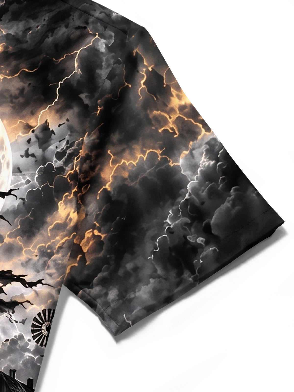 Oceanlyte Men's Short Sleeve Shirt - Halloween Dark Fantasy Landscape Print Cowboy On Horseback With Wolves And Crows Print