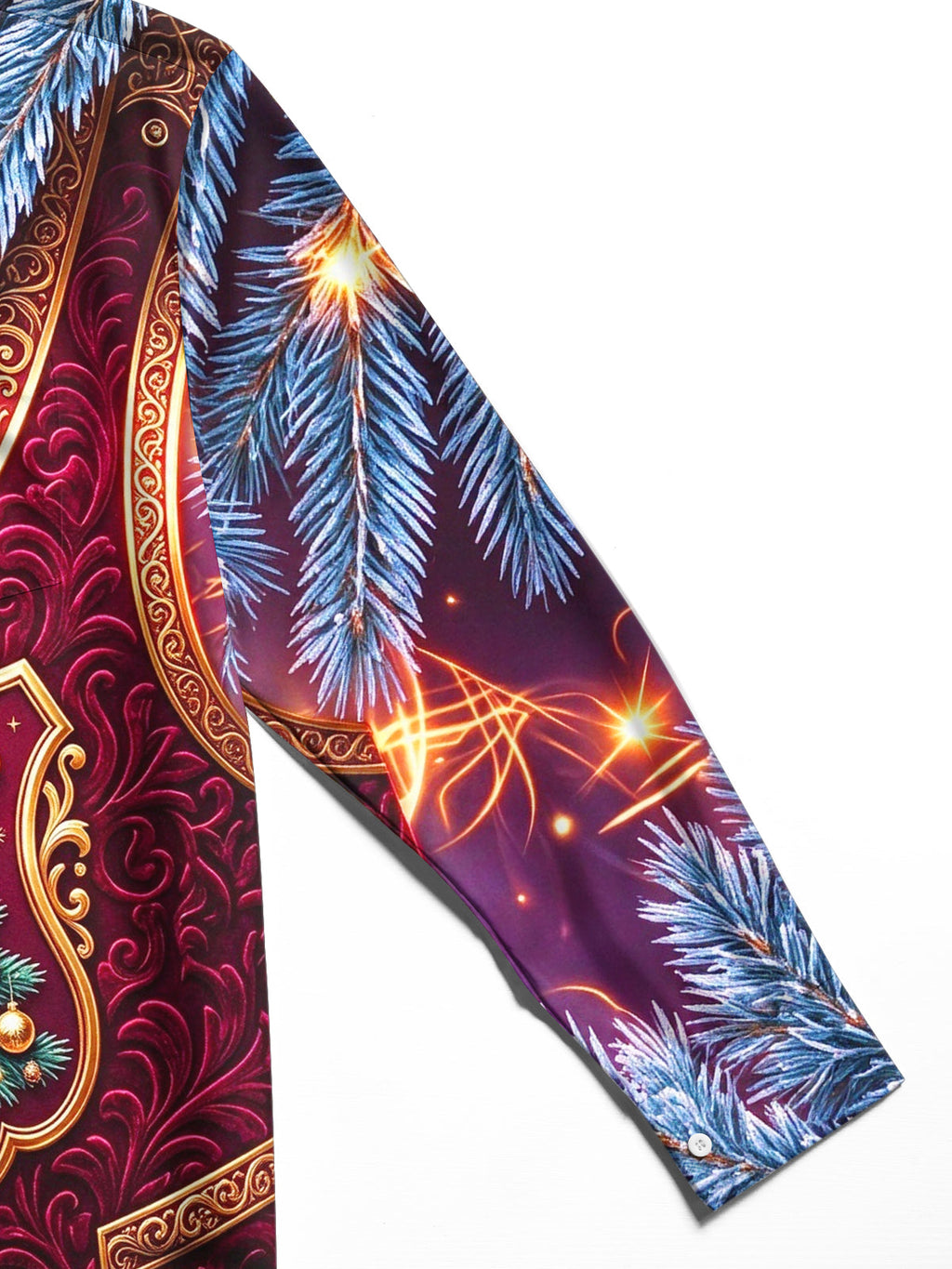 Oceanlyte Men's Christmas Eagle And Christmas Tree Print Long Sleeve Shirt with Chest Pocket