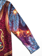 Oceanlyte Men's Christmas Eagle And Christmas Tree Print Long Sleeve Shirt with Chest Pocket