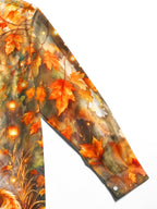 Oceanlyte Men's Autumn Fox With Lanterns And Leaves Print Long Sleeve Shirt with Chest Pocket