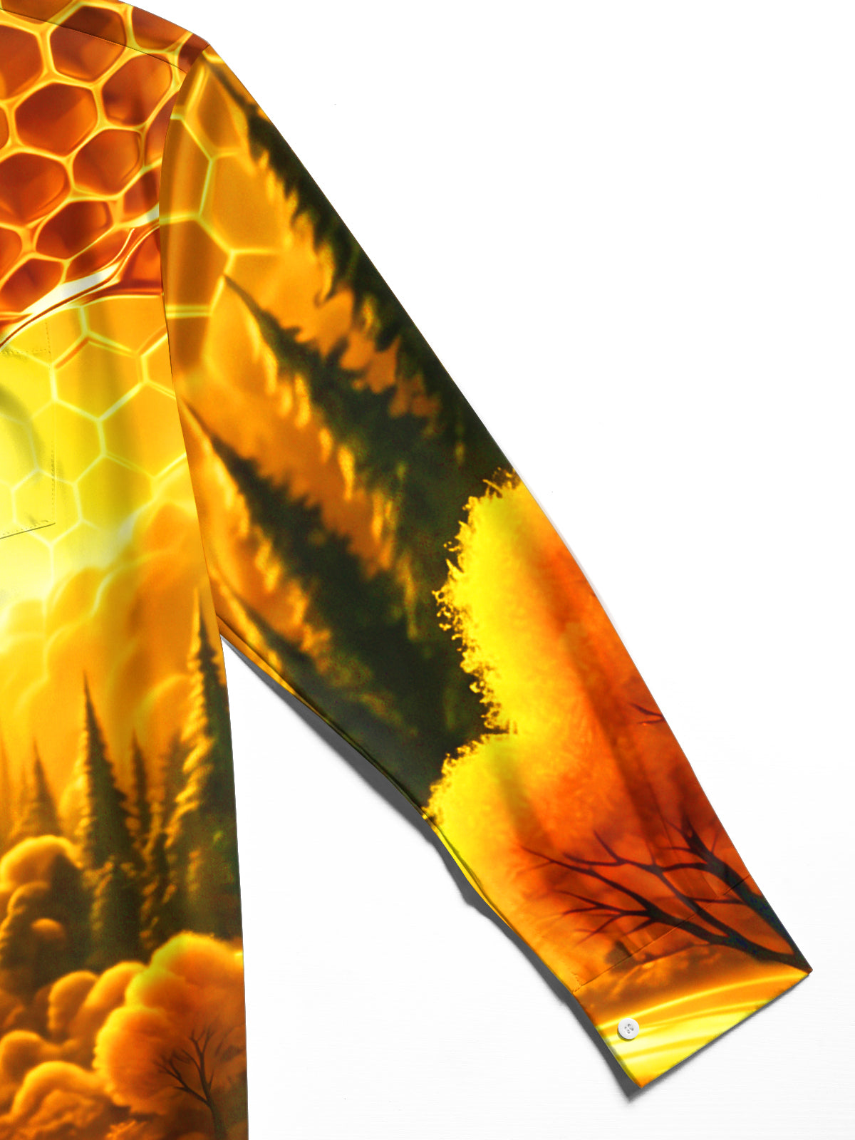 Oceanlyte Men's Printed Honeycomb And Dripping Honey Print Long Sleeve Shirt with Chest Pocket