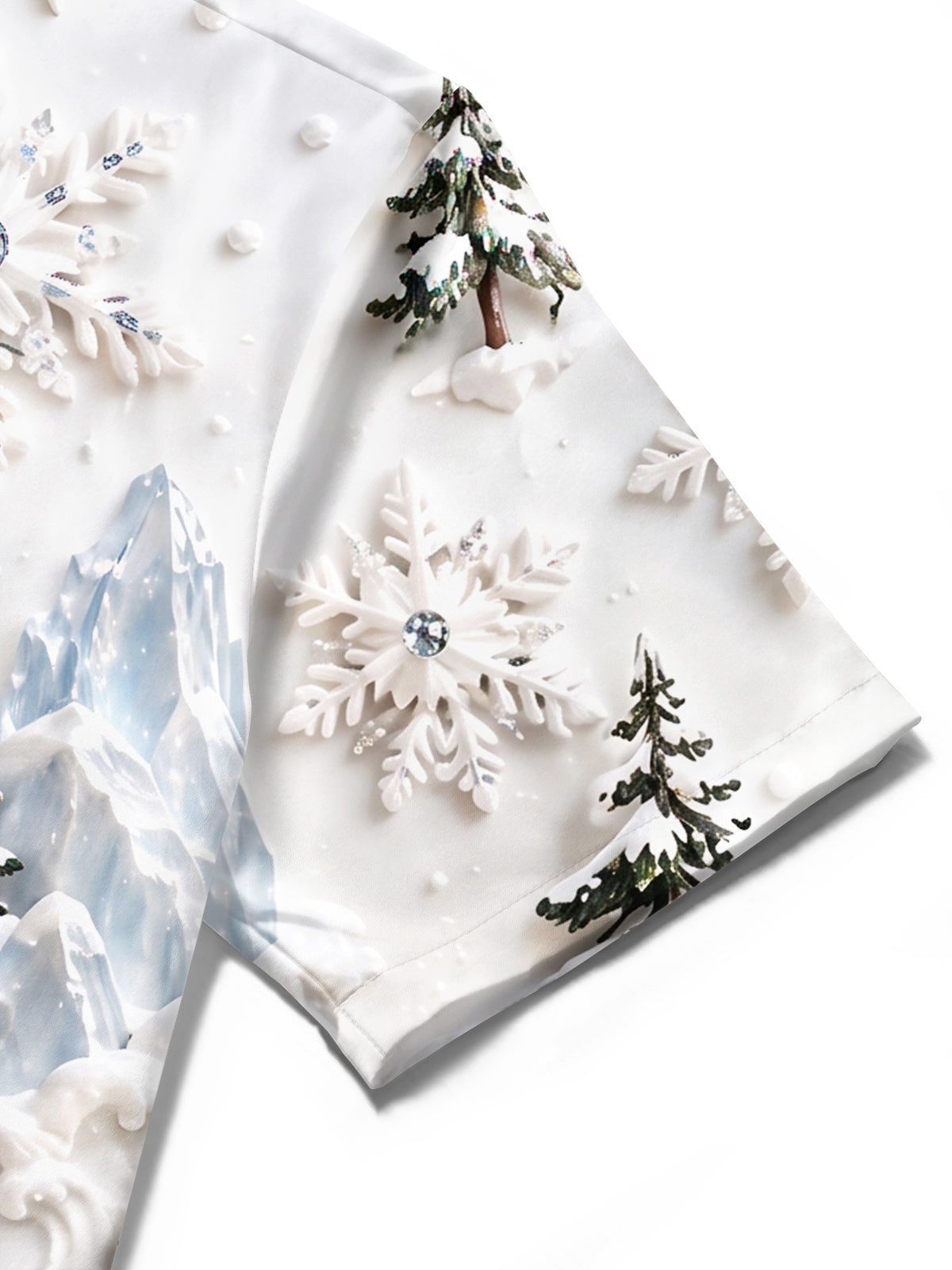 Oceanlyte Men's Graphic 3D Winter Snowscape Print Short Sleeve Shirt with Chest Pocket