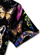 Oceanlyte Men's Leopard And Butterflies Print Short Sleeve Shirt with Chest Pocket