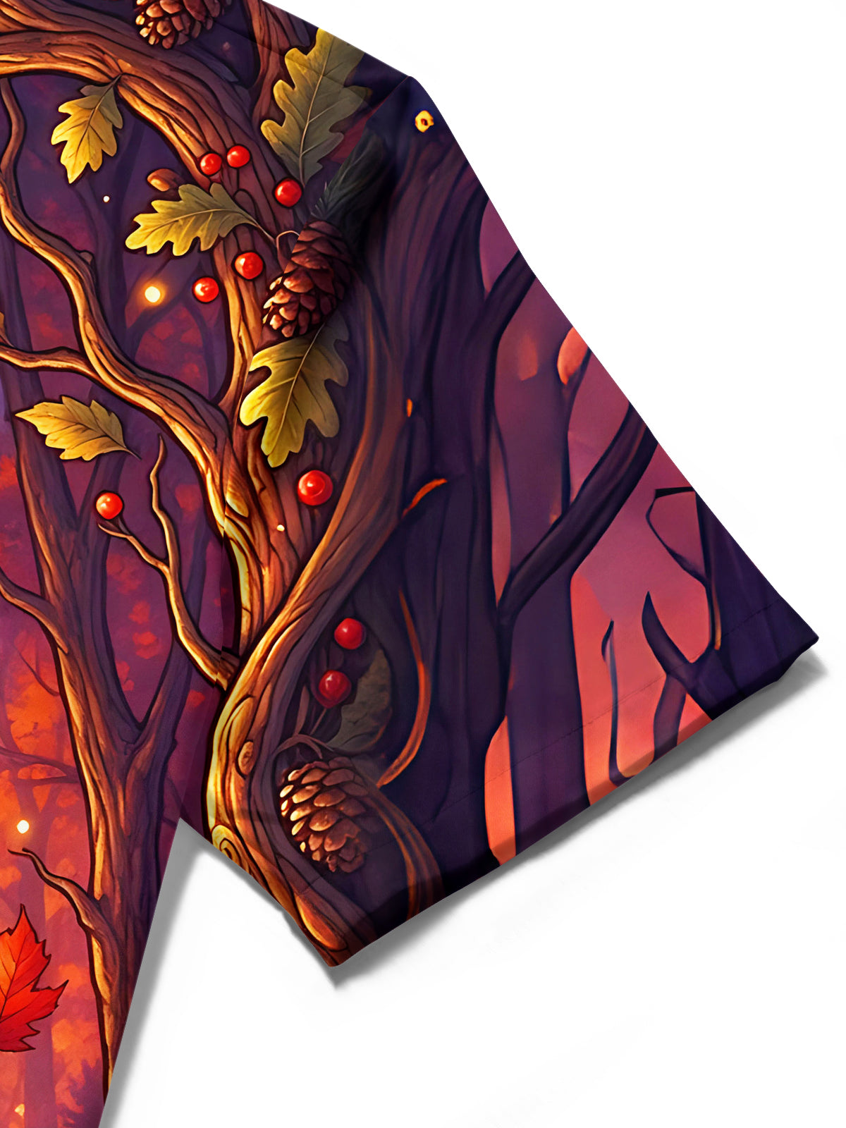 Oceanlyte Men's Short Sleeve Shirt - Autumn Forest Treble Clef Made Of Leaves Print with Chest Pocket