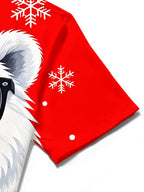 Oceanlyte Men's Short Sleeve Shirt - Christmas Polar Bear With Sunglasses And Green Scarf Print with Chest Pocket