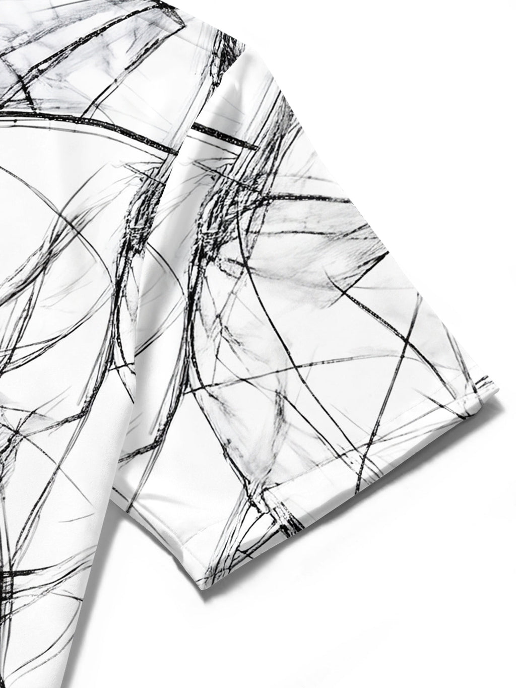 Oceanlyte Men's Printed Abstract Black Scribble Lines Print Short Sleeve Shirt with Chest Pocket