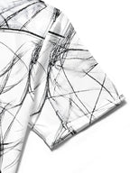Oceanlyte Men's Printed Abstract Black Scribble Lines Print Short Sleeve Shirt with Chest Pocket