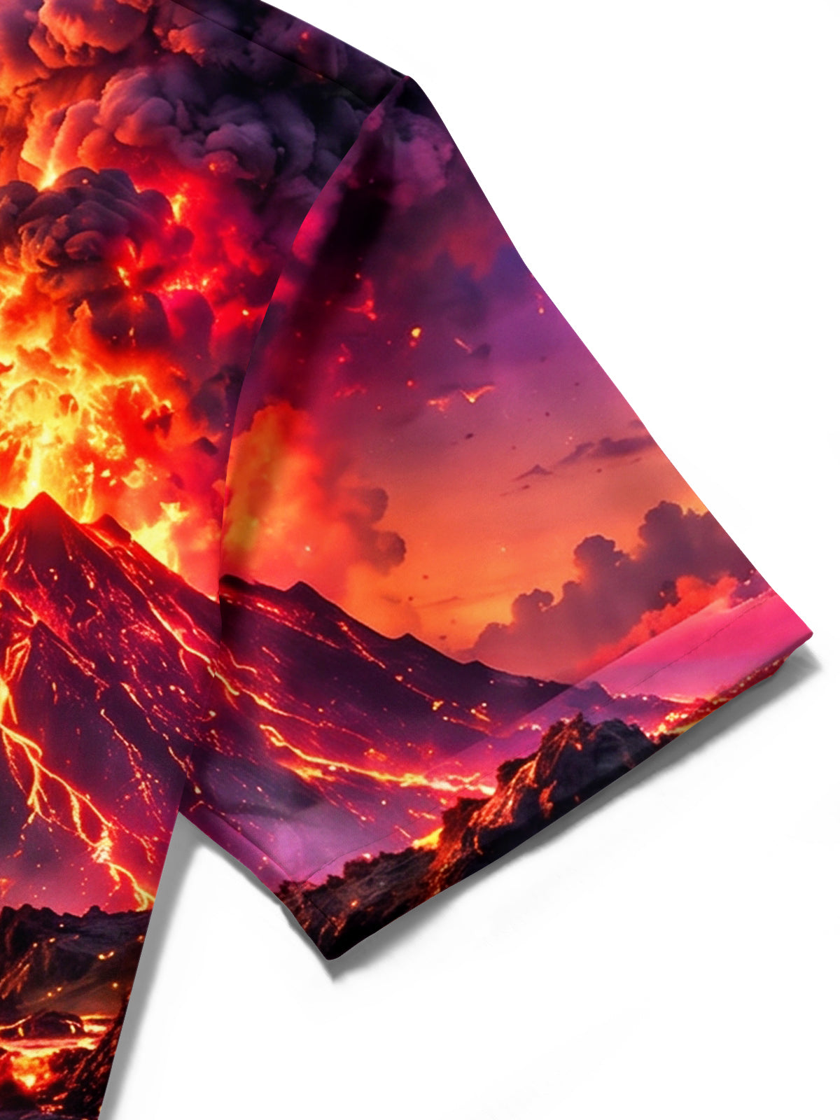 Oceanlyte Men's Volcano Eruption With Lava Flow Print Short Sleeve Shirt with Chest Pocket