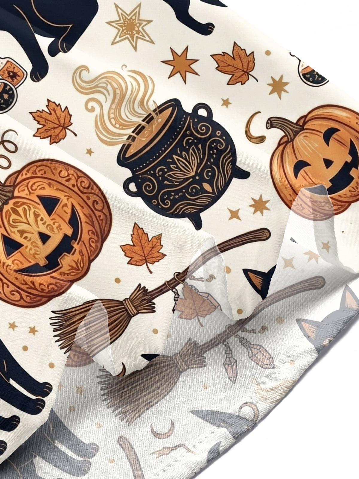 Oceanlyte Men's Halloween Black Cats And Pumpkins Print Short Sleeve Shirt with Chest Pocket