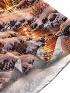 Oceanlyte Men's Long Sleeve Shirt - Winter Church Landscape With Snow And Mountains Print with Chest Pocket