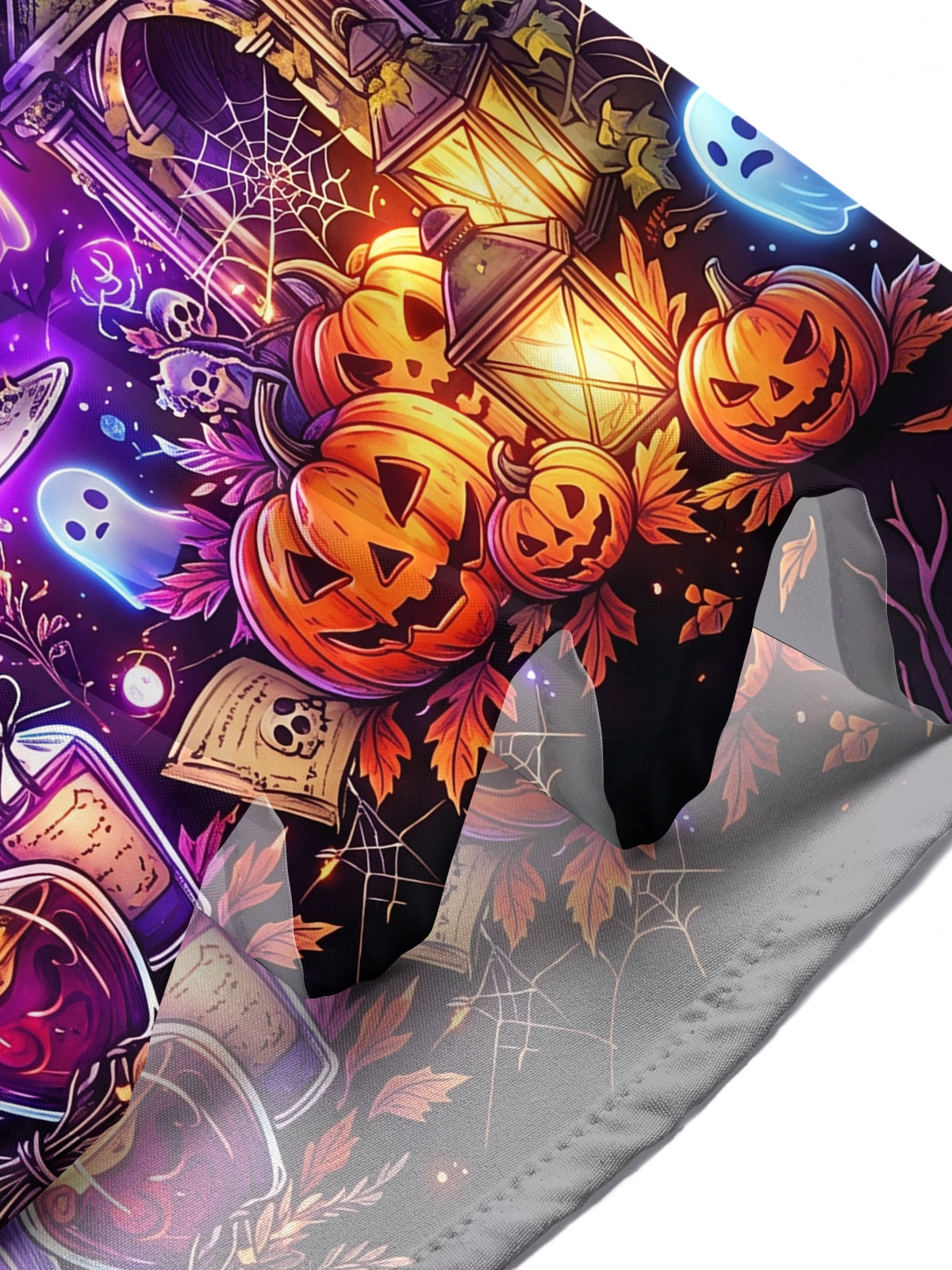 Oceanlyte Men's Short Sleeve Shirt - Halloween Moon Raven And Skeleton With Wine Glass Print with Chest Pocket