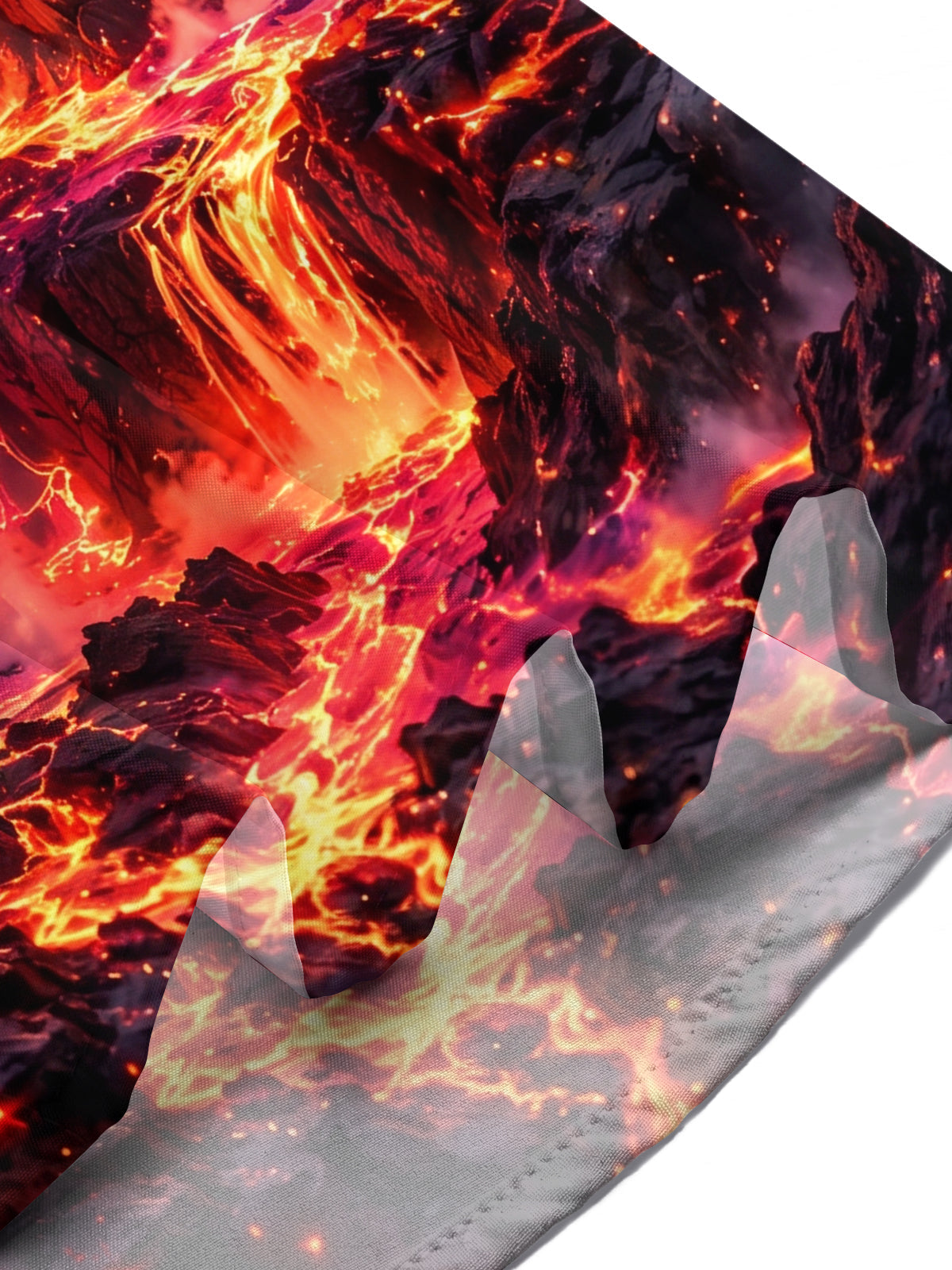 Oceanlyte Men's Volcano Eruption With Lava Flow Print Short Sleeve Shirt with Chest Pocket