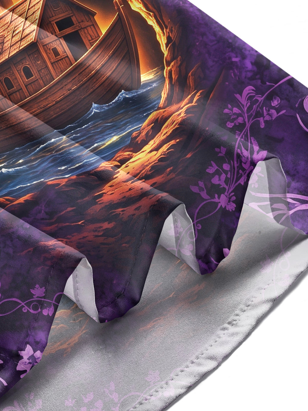 Oceanlyte Men's Hawaiian Noahs Ark And Holy Cross Print Long Sleeve Shirt with Chest Pocket