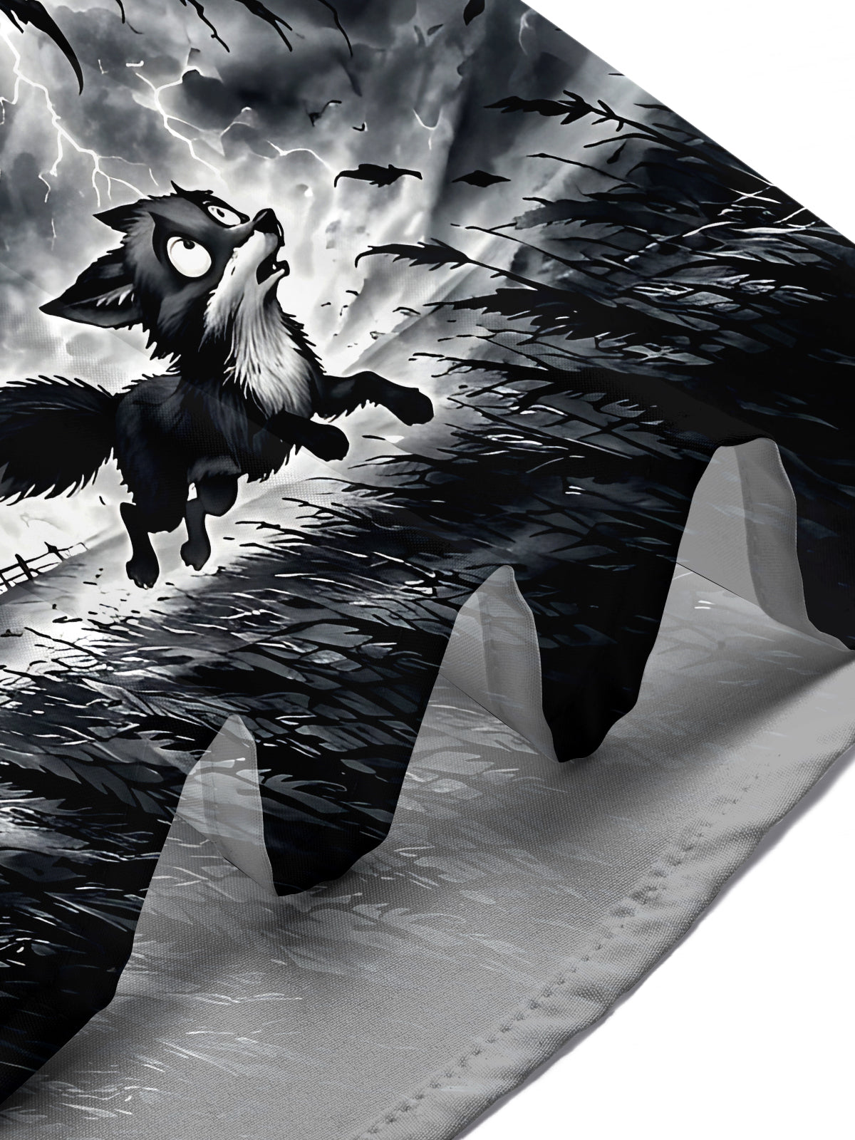 Oceanlyte Men's Halloween Black Crow And Running Fox Print Short Sleeve Shirt with Chest Pocket