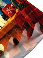 Oceanlyte Men's Printed Christmas Cat Print Short Sleeve Shirt with Chest Pocket