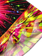 Oceanlyte Men's Retro Disco Ball Print Neon Light Rays Print Short Sleeve Shirt with Chest Pocket