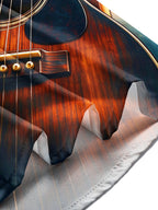 Oceanlyte Men's Graphic Guitar And Steam Train Print Long Sleeve Shirt with Chest Pocket