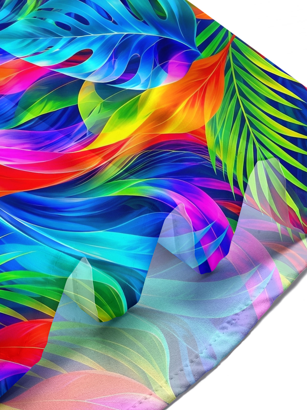 Oceanlyte Men's Hawaiian Abstract Neon Tropical Leaves Print Short Sleeve Shirt with Chest Pocket