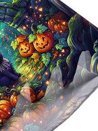 Oceanlyte Men's Halloween Black Cats And Pumpkins Print Short Sleeve Shirt with Chest Pocket