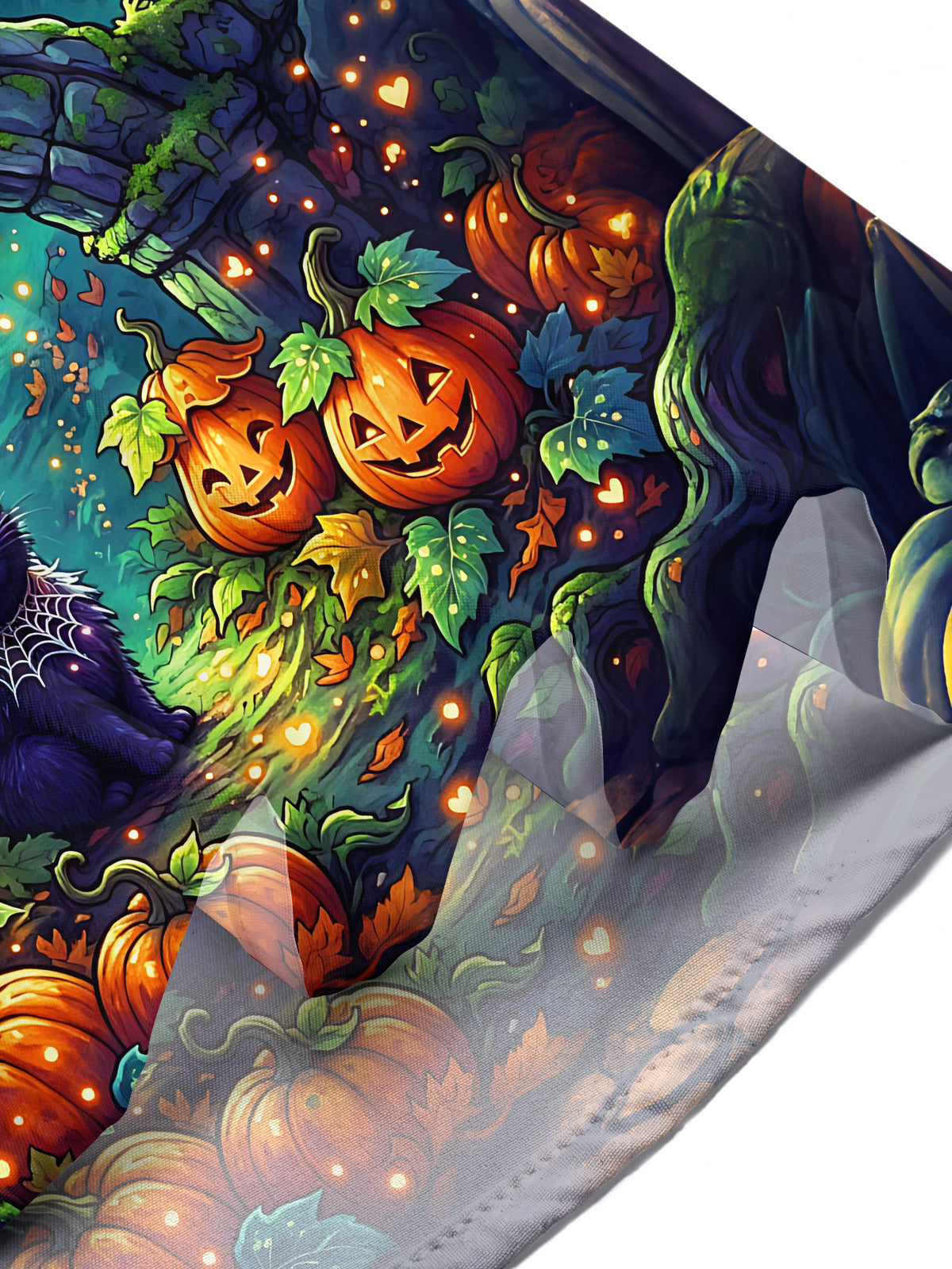 Oceanlyte Men's Halloween Black Cats And Pumpkins Print Short Sleeve Shirt with Chest Pocket