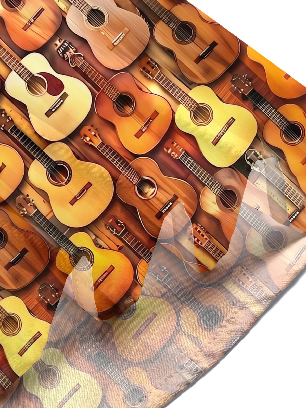 Oceanlyte Men's Hawaiian Acoustic Guitar Pattern Short Sleeve Shirt with Chest Pocket