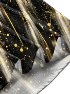 Oceanlyte Men's Long Sleeve Shirt - Abstract Gold And Black Splatter With Radial Lines Print with Chest Pocket