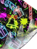 Oceanlyte Men's Long Sleeve Shirt - Christmas Neon Candy Canes And Gift Boxes Print with Chest Pocket