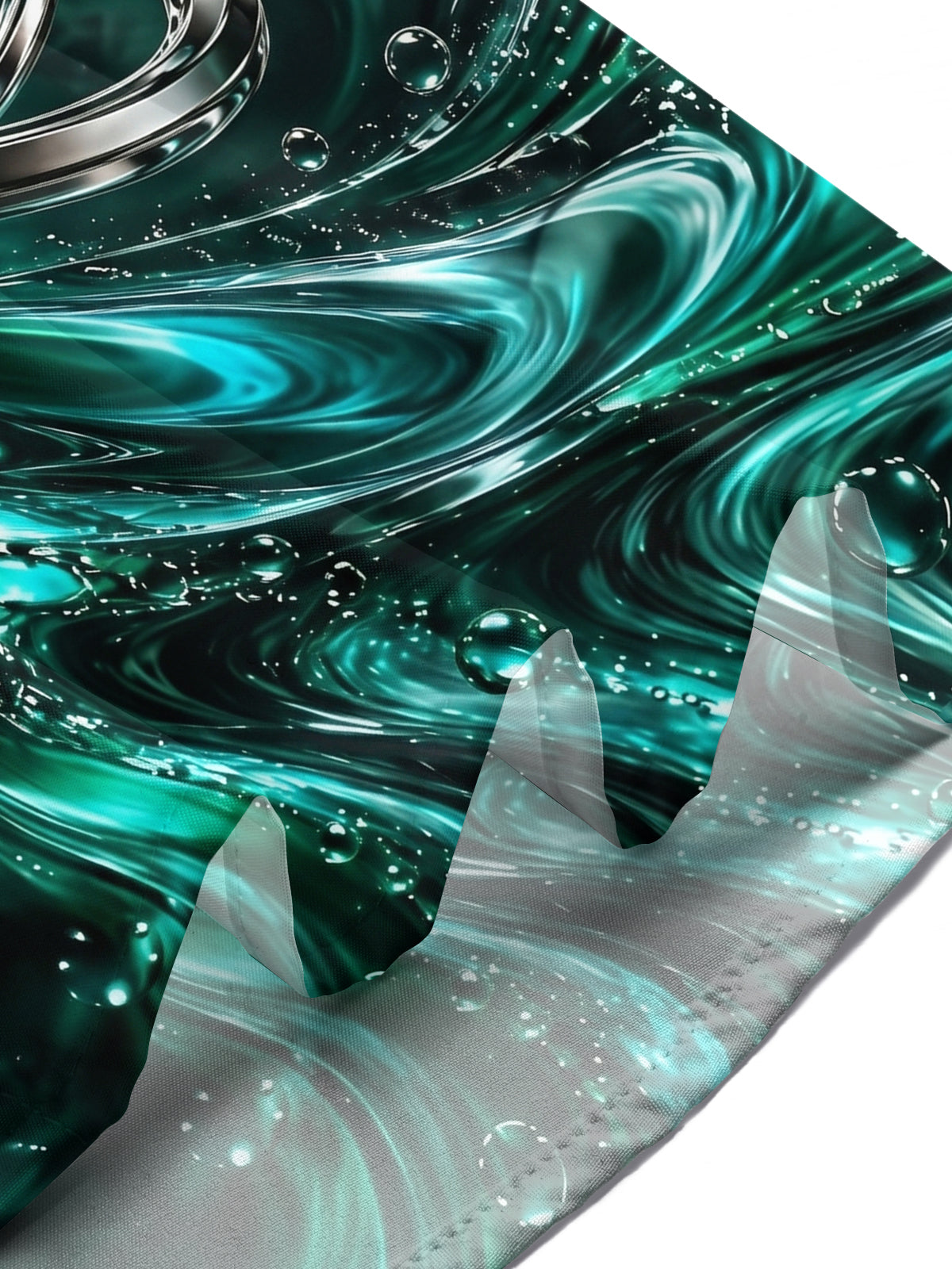 Oceanlyte Men's Short Sleeve Shirt - Abstract Swirling Liquid And Metallic Rings Print with Chest Pocket