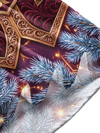 Oceanlyte Men's Christmas Eagle And Christmas Tree Print Long Sleeve Shirt with Chest Pocket
