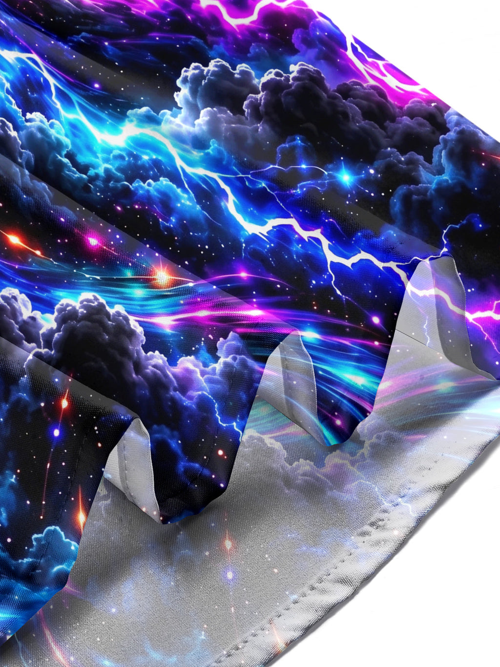 Oceanlyte Men's Long Sleeve Shirt - Abstract Cosmic Swirl With Lightning And Clouds Print with Chest Pocket