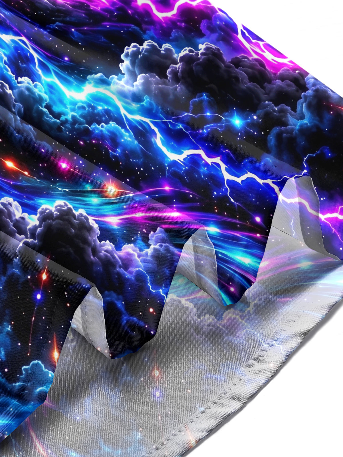 Oceanlyte Men's Long Sleeve Shirt - Abstract Cosmic Swirl With Lightning And Clouds Print with Chest Pocket