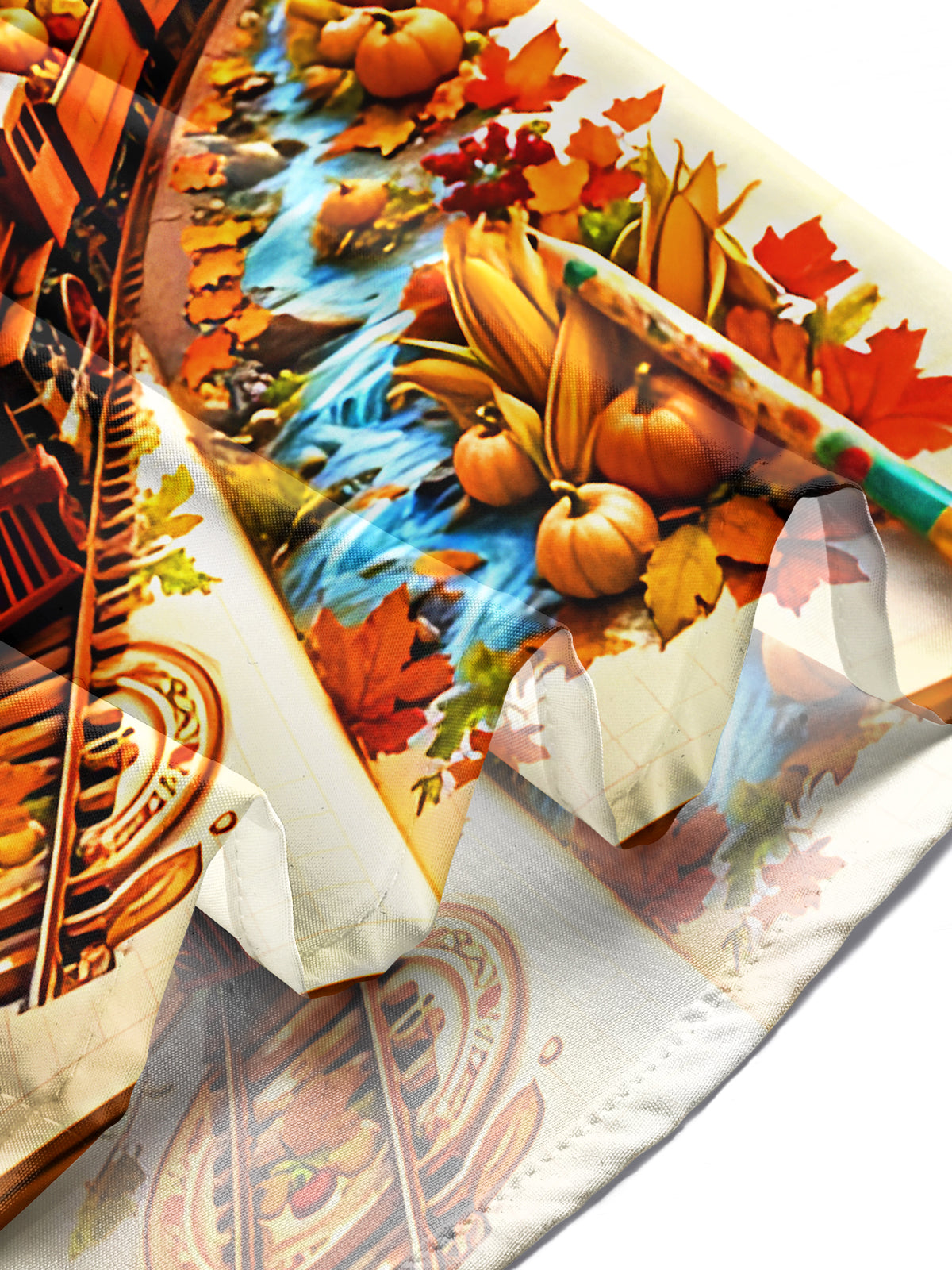 Oceanlyte Men's Long Sleeve Shirt - Autumn Landscape With Steam Train And Pumpkins Print with Chest Pocket