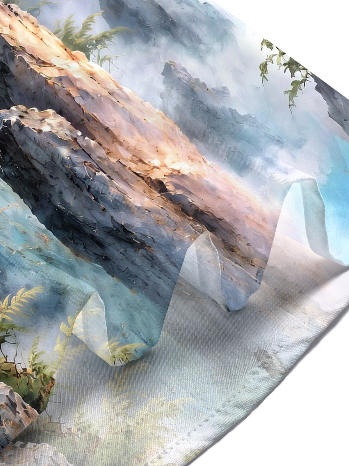 Oceanlyte Men's Mountain Landscape With Pine Trees Print Short Sleeve Shirt with Chest Pocket