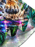 Oceanlyte Men's Hawaiian Tiger Head And Paw Print Long Sleeve Shirt with Chest Pocket