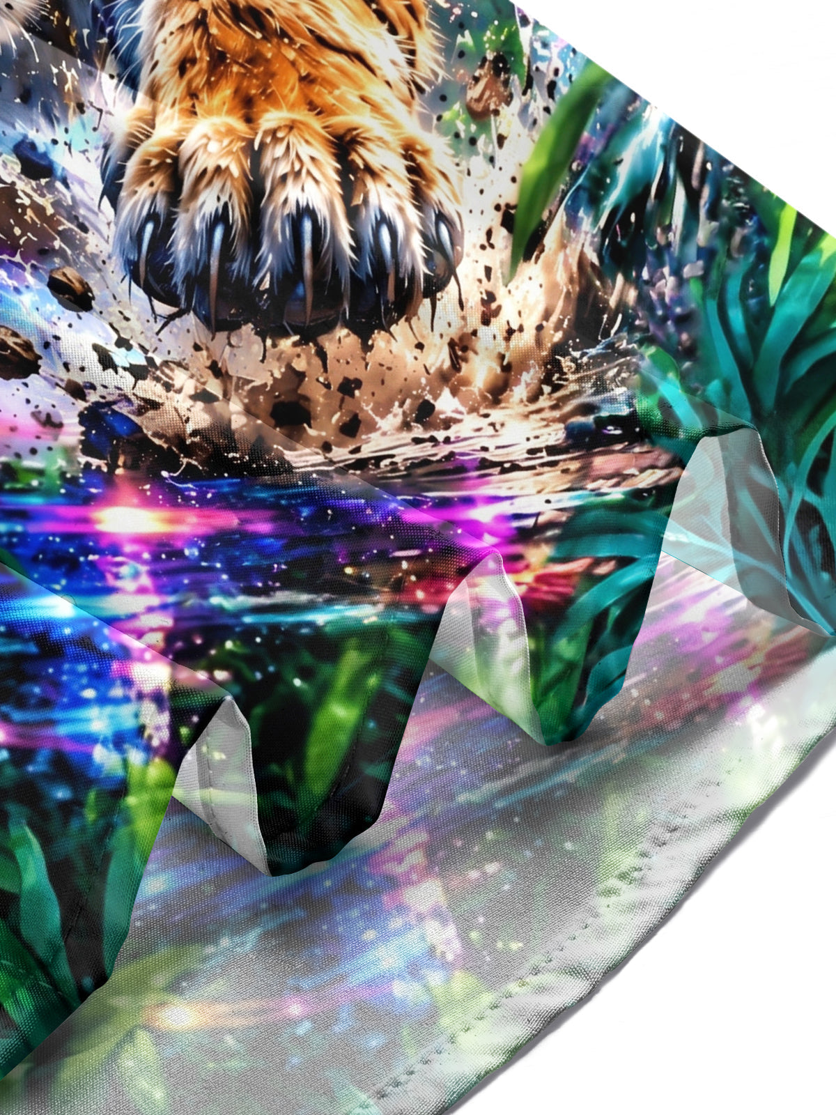 Oceanlyte Men's Hawaiian Tiger Head And Paw Print Long Sleeve Shirt with Chest Pocket