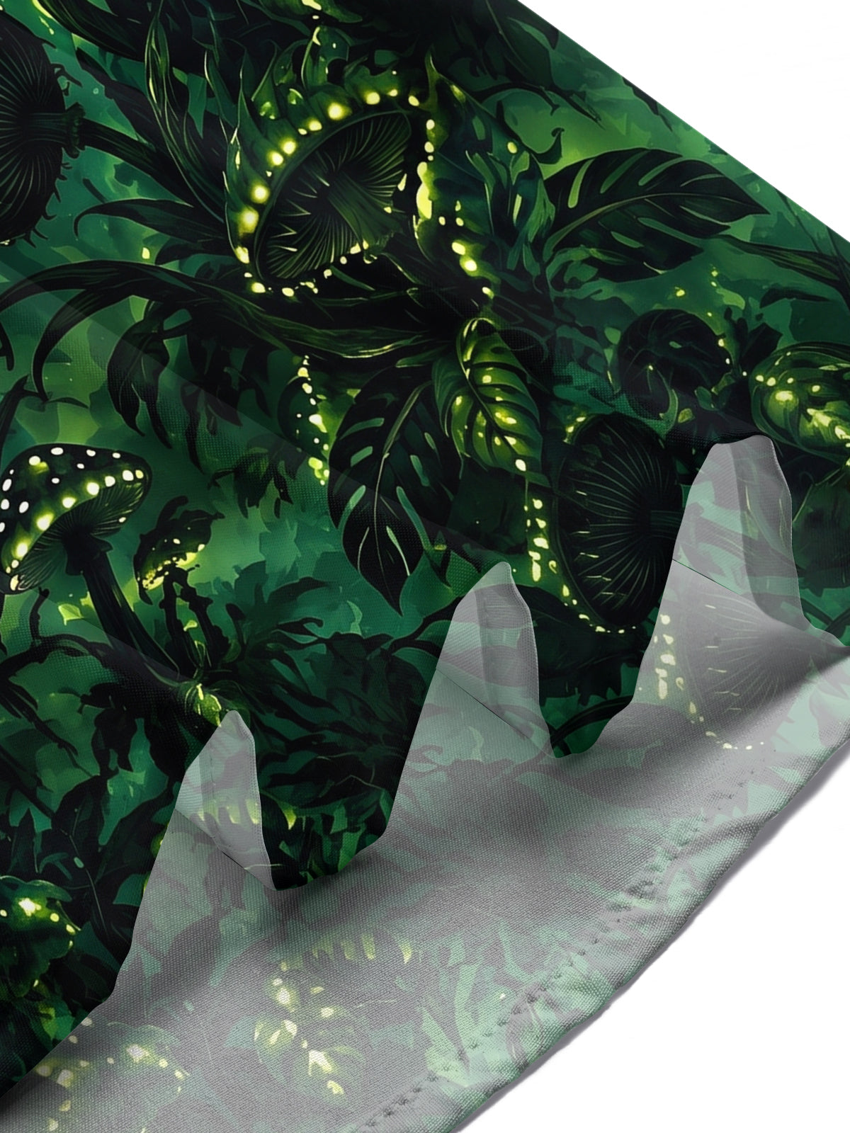 Oceanlyte Men's Glowing Forest Mushrooms And Crows Print Short Sleeve Shirt with Chest Pocket