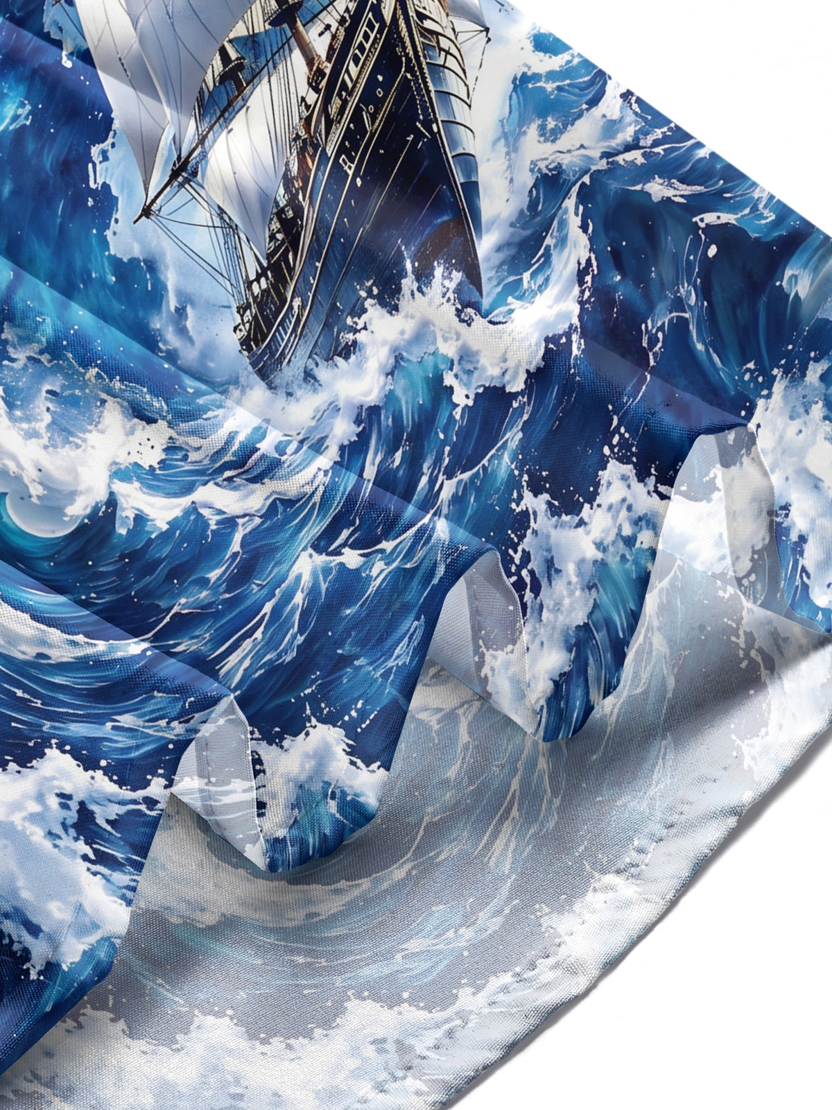 Oceanlyte Men's Vintage Nautical Map And Compass Print Long Sleeve Shirt with Chest Pocket
