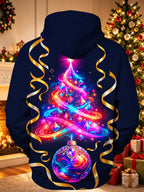 Oceanlyte Men's Graphic Neon Christmas Tree Bauble Print Long Sleeve Hoodie