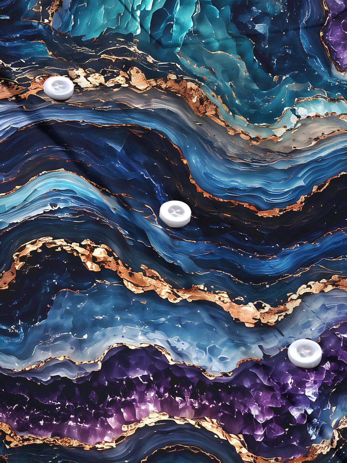 Oceanlyte Men's Abstract Marble And Agate Waves Print Long Sleeve Shirt with Chest Pocket
