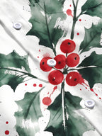 Oceanlyte Men's Christmas Holly Leaves And Red Berries Print Long Sleeve Shirt with Chest Pocket