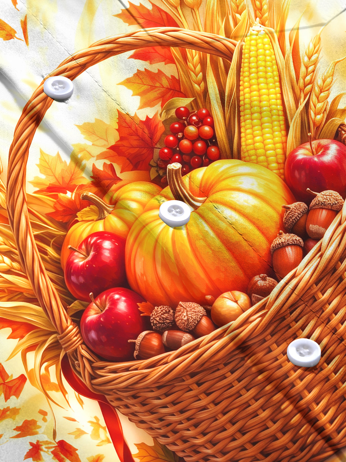 Oceanlyte Men's Long Sleeve Shirt - Harvest Autumn Harvest Basket With Pumpkins Apples And Wheat Print with Chest Pocket