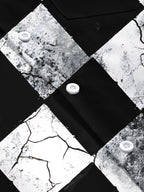 Oceanlyte Men's Patterned Black And White Checkerboard Print Short Sleeve Shirt with Chest Pocket