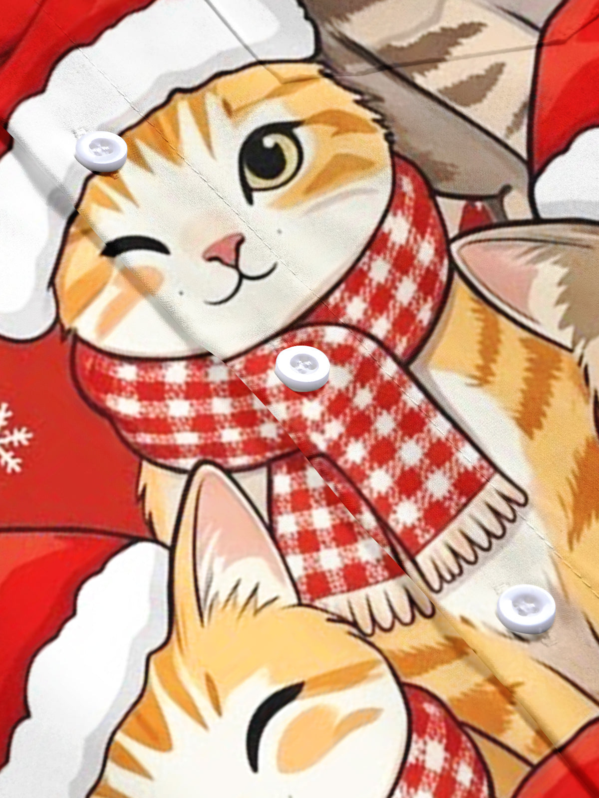 Oceanlyte Christmas Cat Cartoon Men's Pocket Short Sleeve Shirts