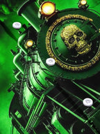 Oceanlyte Men's Graphic Skull Steam Train Print Short Sleeve Shirt with Chest Pocket